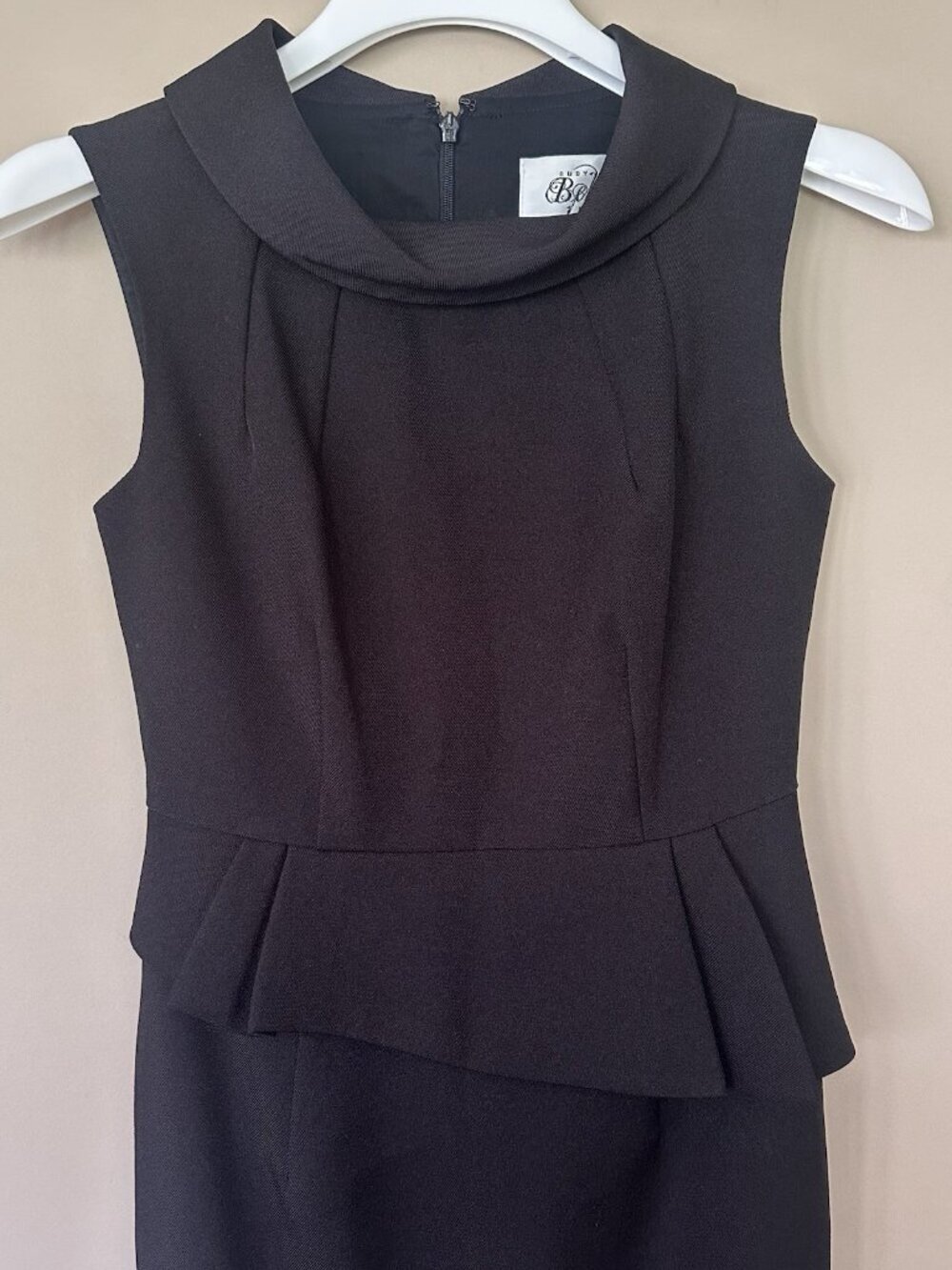 Black Peplum Pencil Dress Women 2P Petite Career Office Classic Ruby Belle Chic - Picture 3 of 8